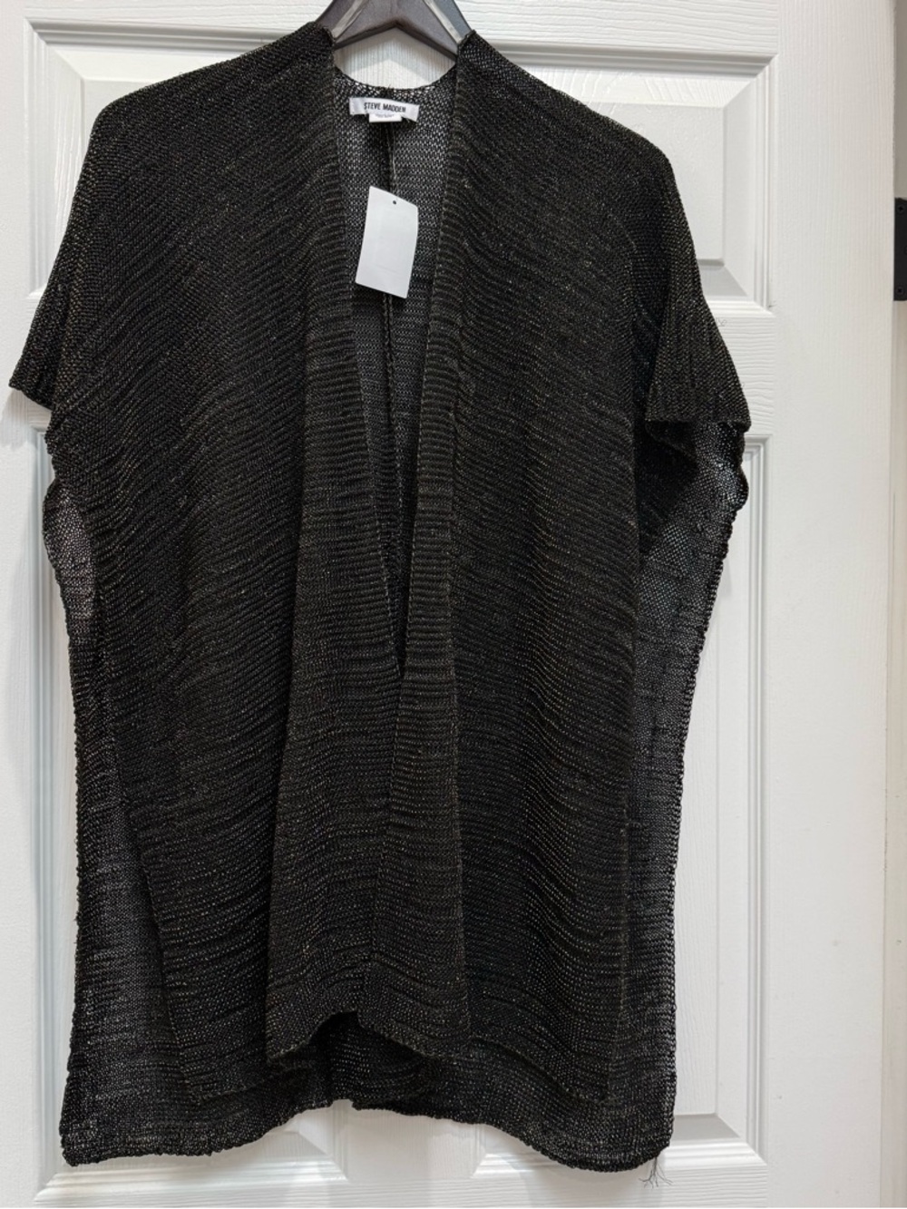 Steve Madden Black Metallic Ruana/Wrap